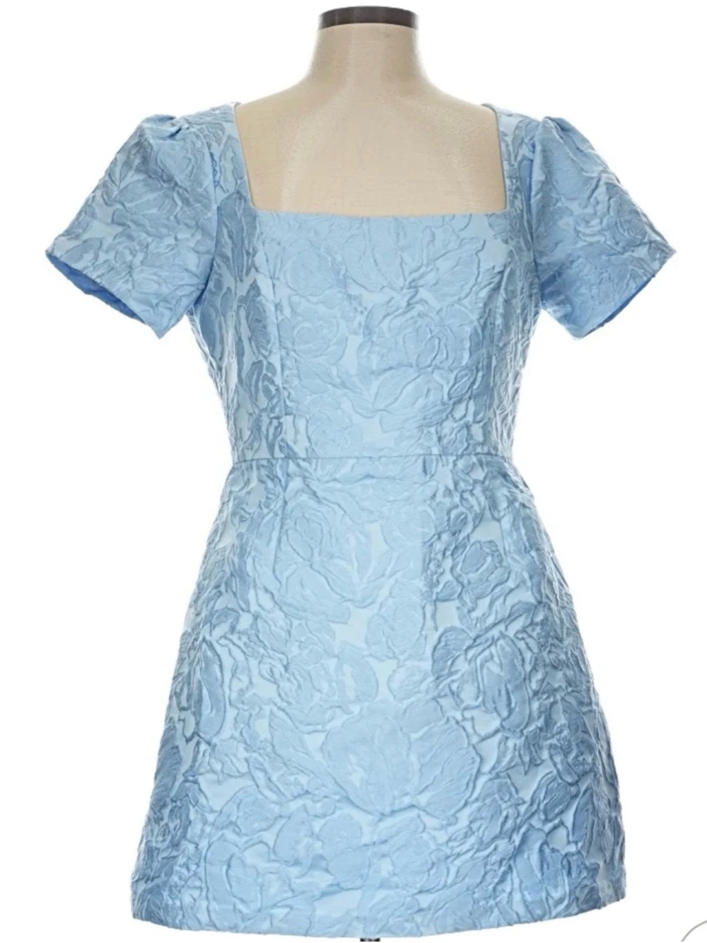 🩵 NEW Sachin &Baby Light Blue Floral Jacquard Mini Dress